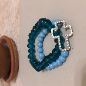 beaded bracelets faux turquoise blue cross